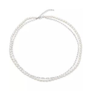 Cultured Freshwater Pearl (4-4-1/2mm) & Paperclip Chain Layer. Neck. 17"+ 1-1/2"